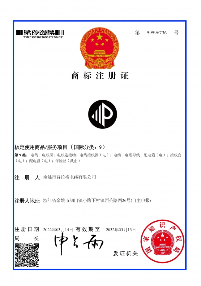 Trademark certificate